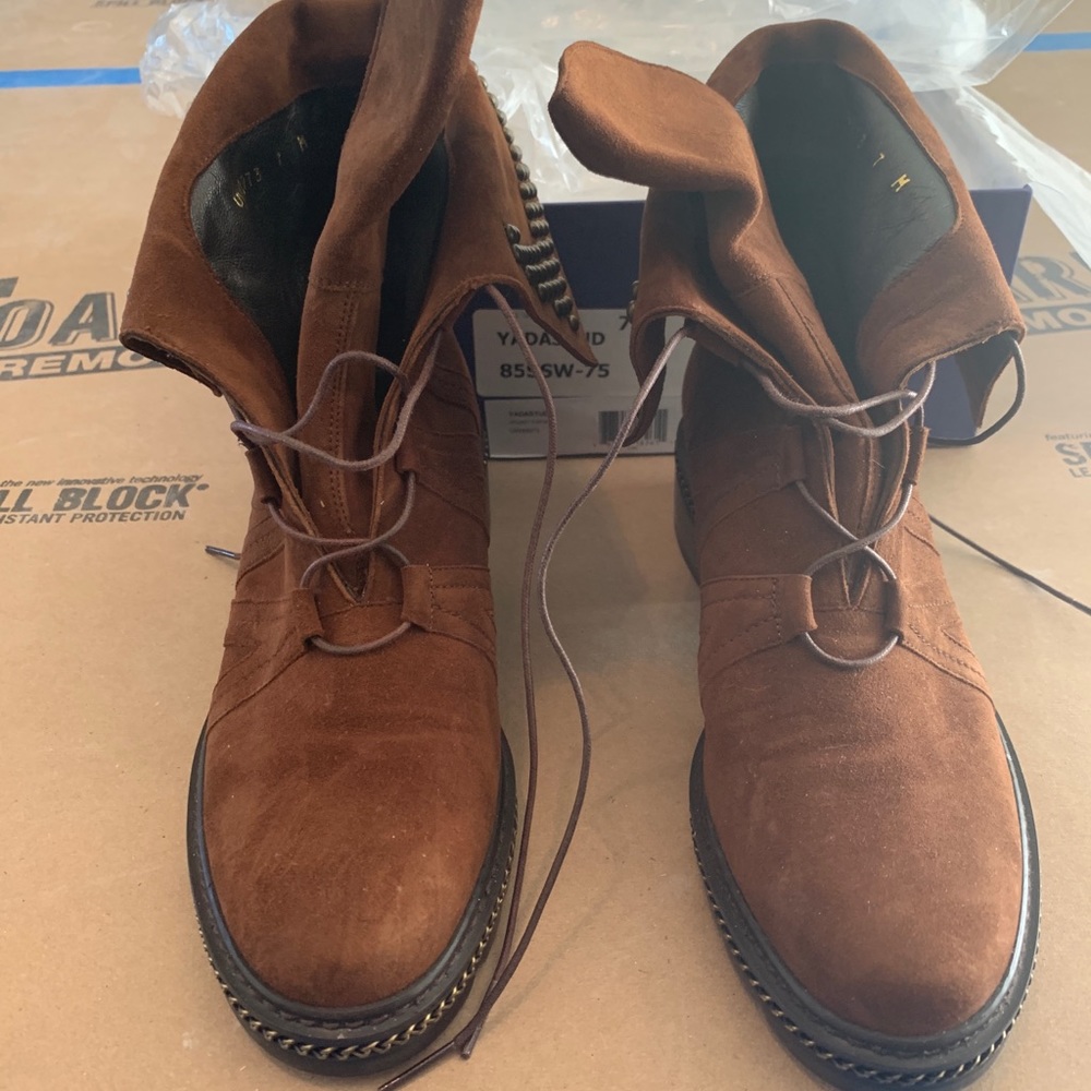Stuart Weizmann suede brown studded boots